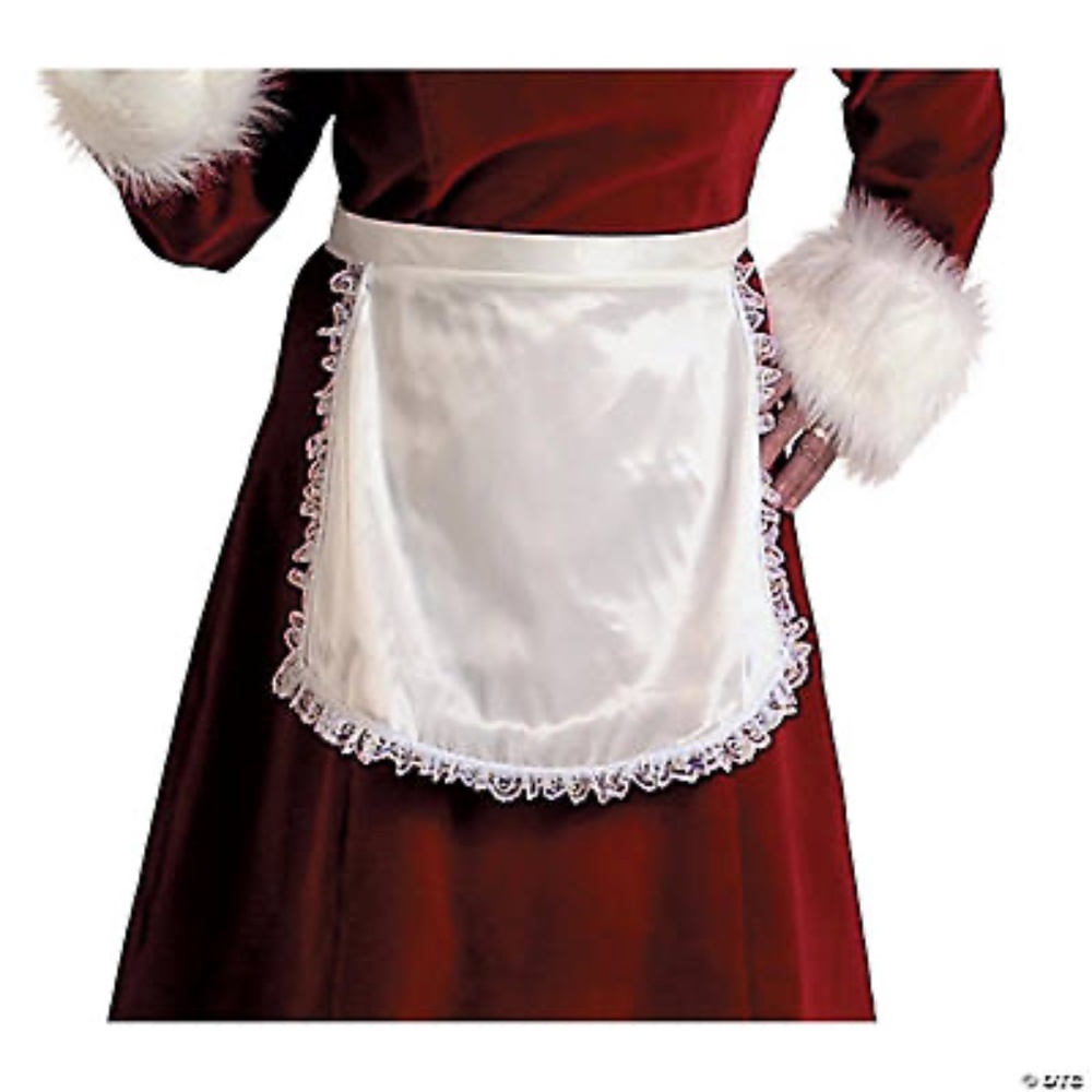 HALCO MRS SANTA CLAUS SATIN APRON MAID HOSTESS 50'S HOUSEWIFE COSTUME AE7050